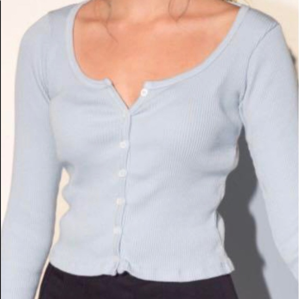 Ribbed button down long sleeve top